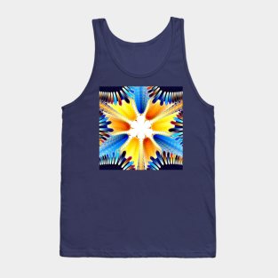 Yellow and Blue Tribal Style Fractal Design Tank Top